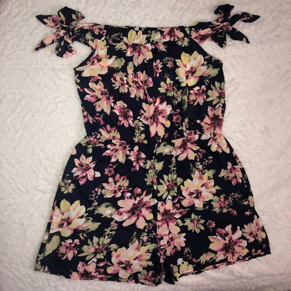 Floral Off The Shoulder Shorts Romper
